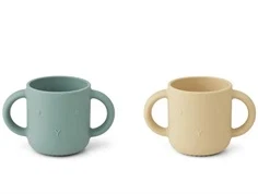 Liewood rabbit peppermint wheat yellow mix kop med hank Gene silikone (2-pack)